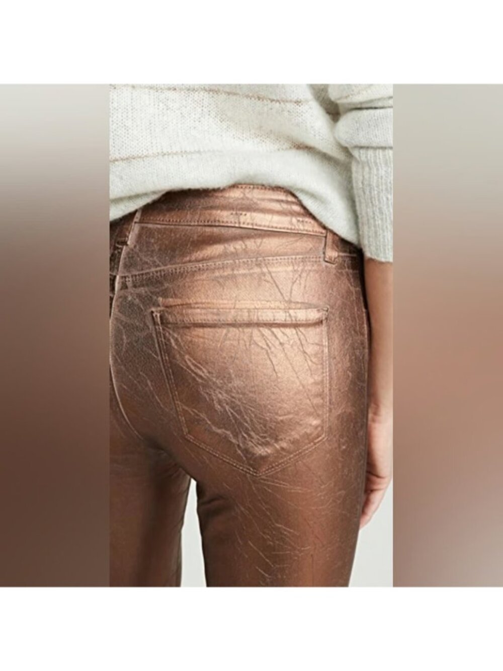 NWT L'Agence Margot in Pine Bark Bronze Foil Crackle High Rise Skinny Jeans 26 - Picture 4 of 11